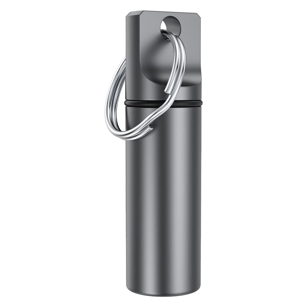 Portable Aluminium Pill Box Keychain, Waterproof, Grey (Pack of 1)