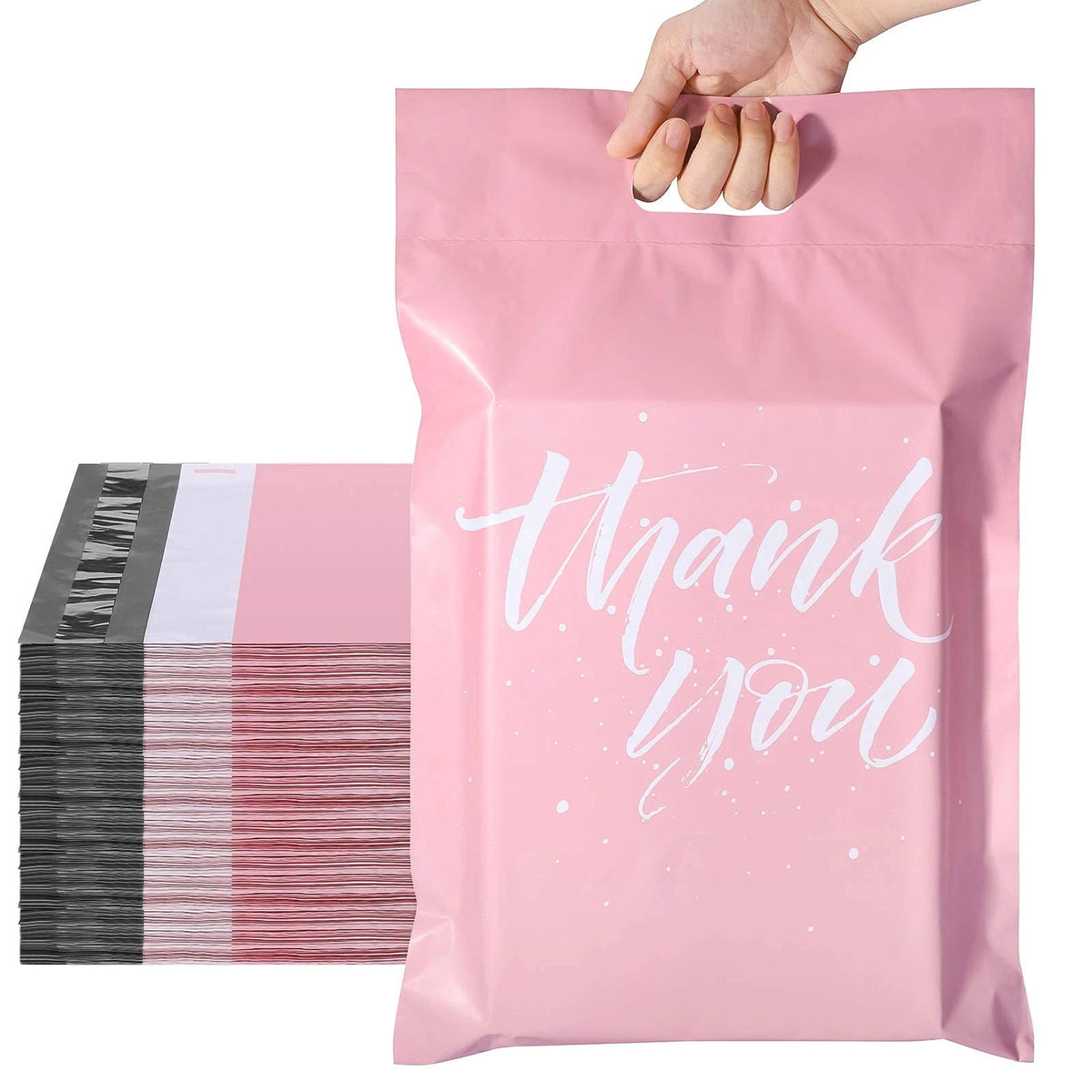 10x13 Poly Mailers (100 Pcs) - Easy to Carry Shipping Bags with Handle