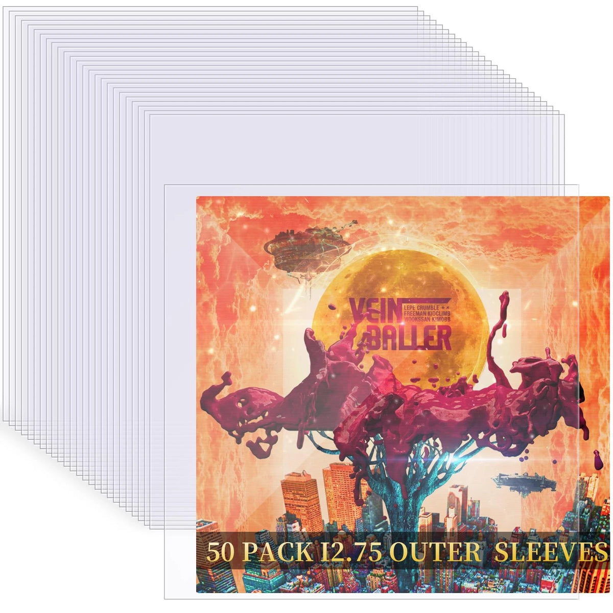 50 Pack Vinyl Sleeves 12.75" X 50 4 Mil Transparent