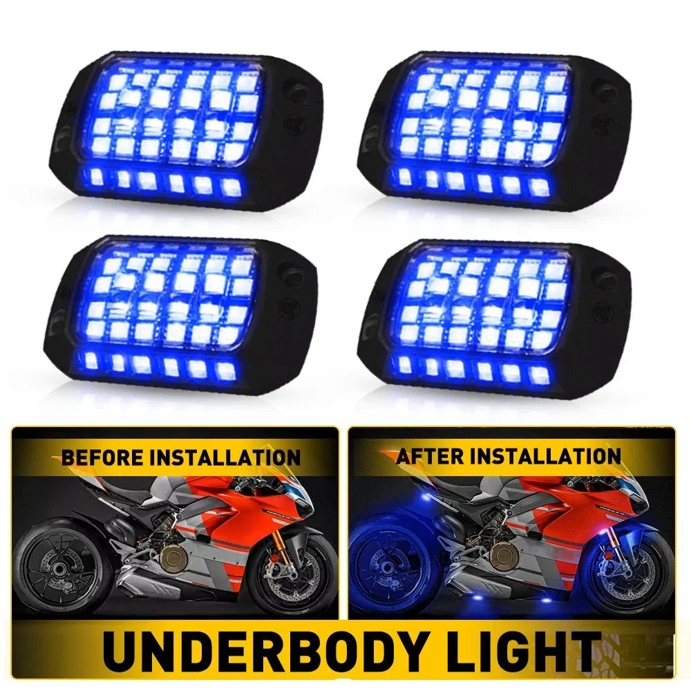 Set of 4 Blue LED Rock Lights for UTV (2010–2023)
