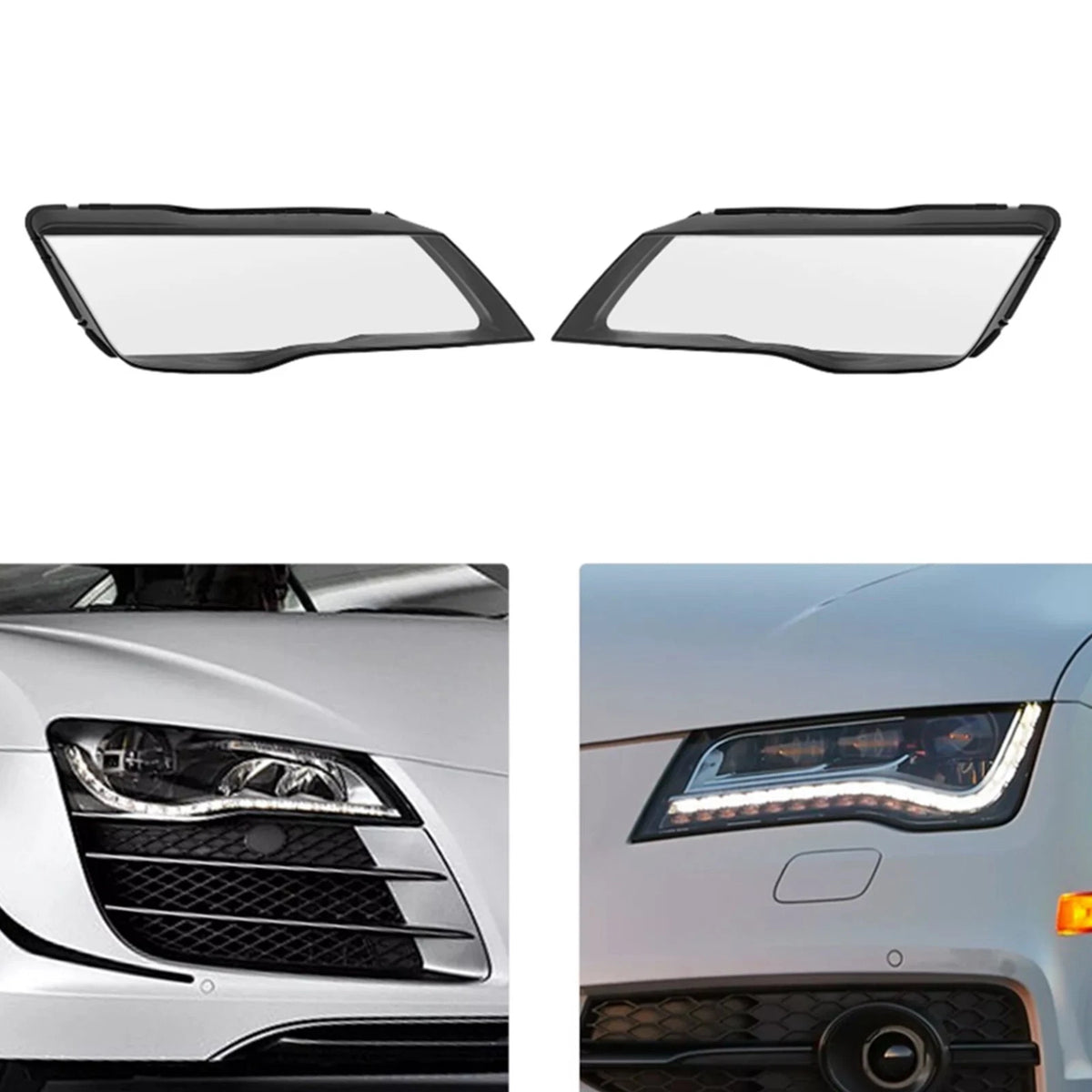 2Pcs Front Headlight Lens Cover Shell Clear for Audi A7 S7 RS7 (2012–2015)