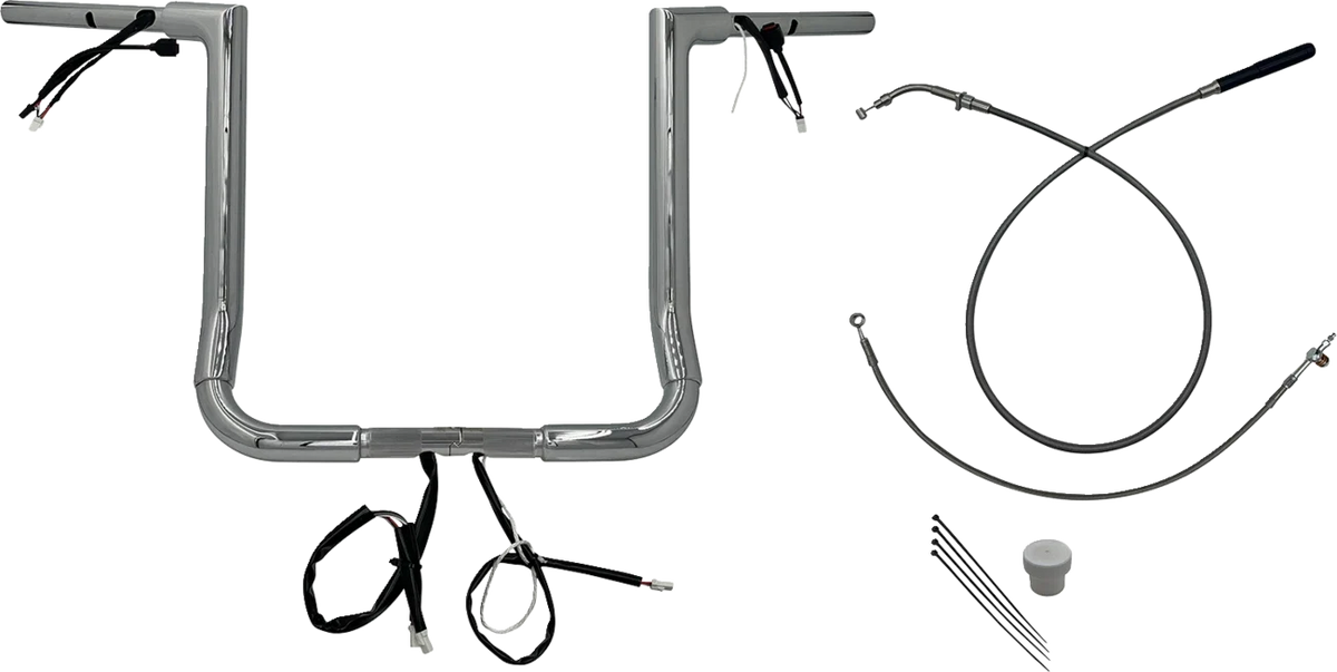 EZ Install Wired Handlebar Kit 1-1/2" Flat Top 16" for Harley Davidson