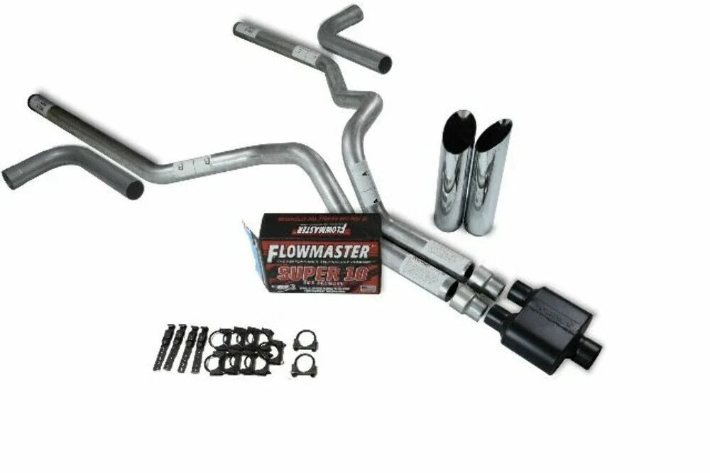 3" Dual Exhaust Kit for Chevy GMC 1500 (2019–2025) - Flowmaster Super 10, Slash Tip