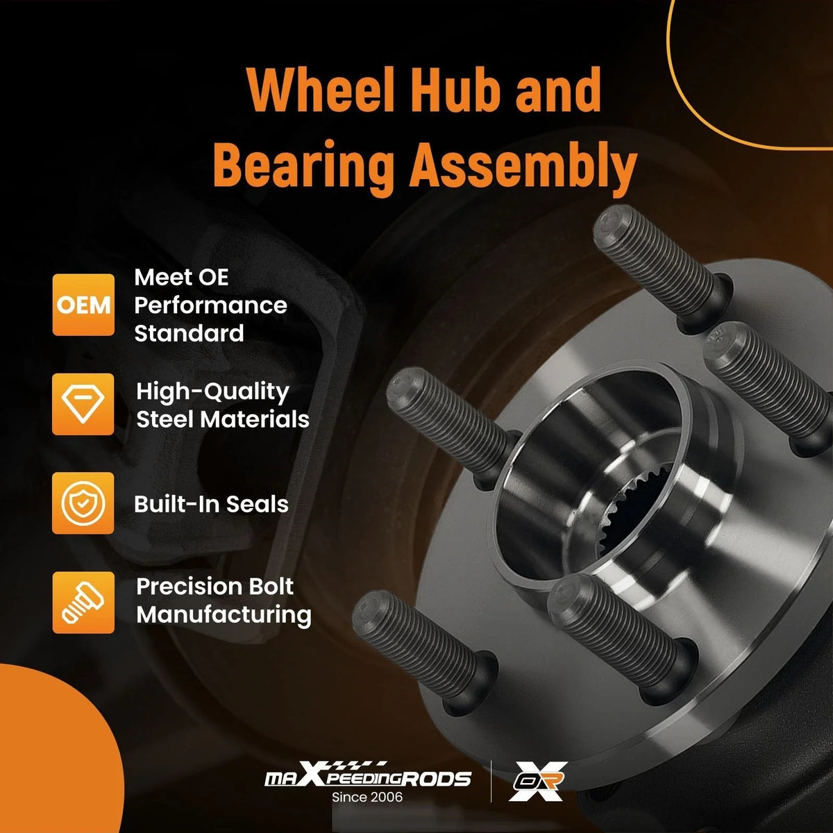 Set of 2 Rear ABS Hub Assemblies for Subaru Legacy Outback (2005–2009)