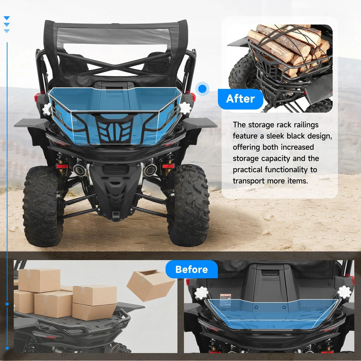 Black Bed Enclosure Storage Rack for CFMoto ZForce 950 H.O Sport (2020–2024)