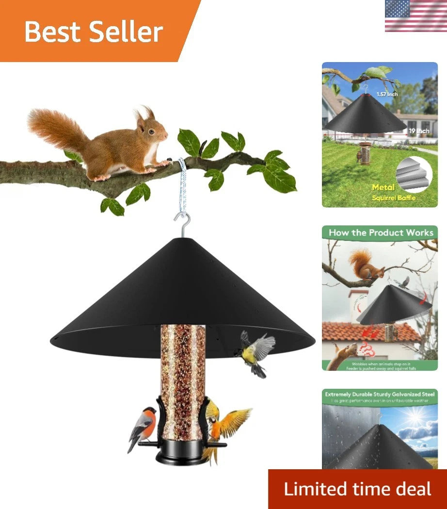 Universal 19-Inch Metal Hanging Baffle for Squirrel Protection (2010–2023)