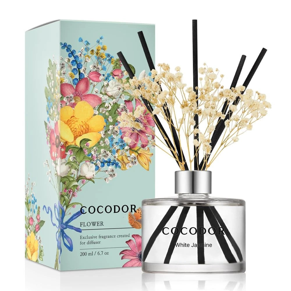 Flower Reed Diffuser Set for Home Fragrance (Real Flower, 6.7 Ounce)