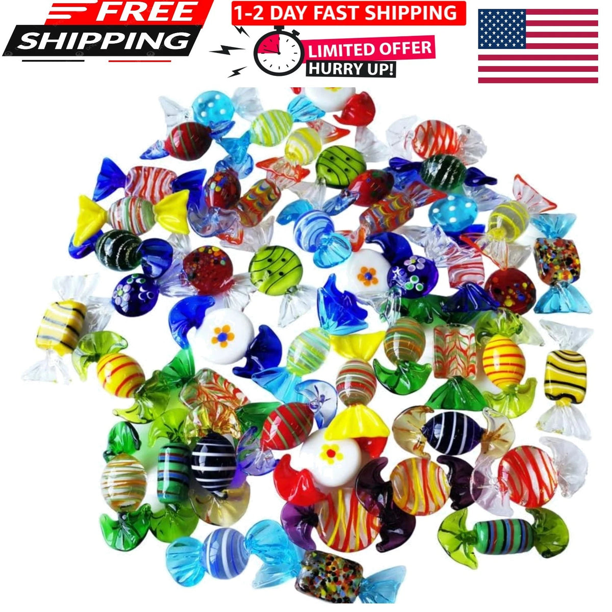 24Pcs Vintage Murano Style Glass Candy Ornaments