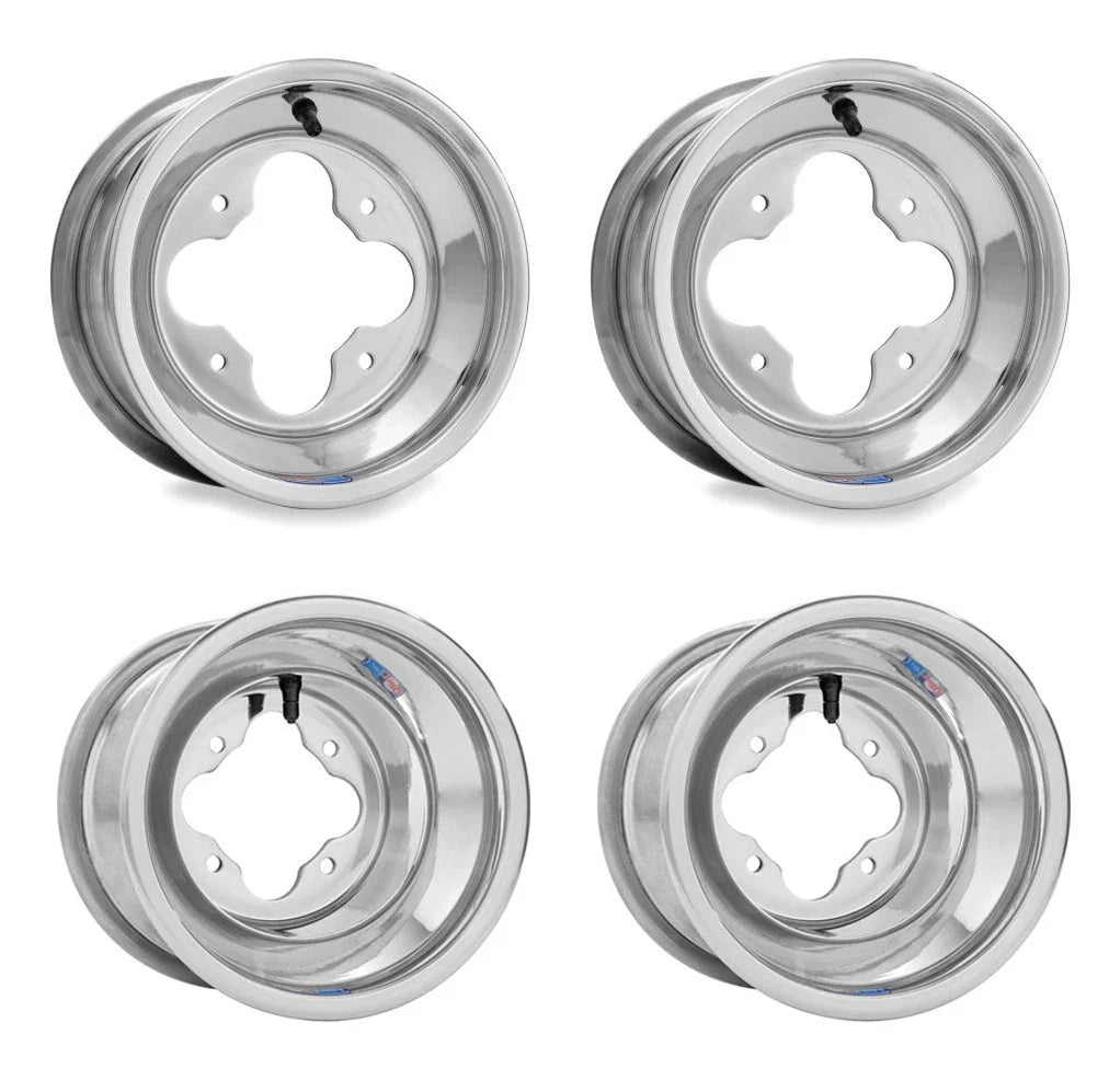 Set of 2 DWT Polished A5 10" Front & Rear Wheels for LTR450 LTZ400 KFX450R (2004–2023)