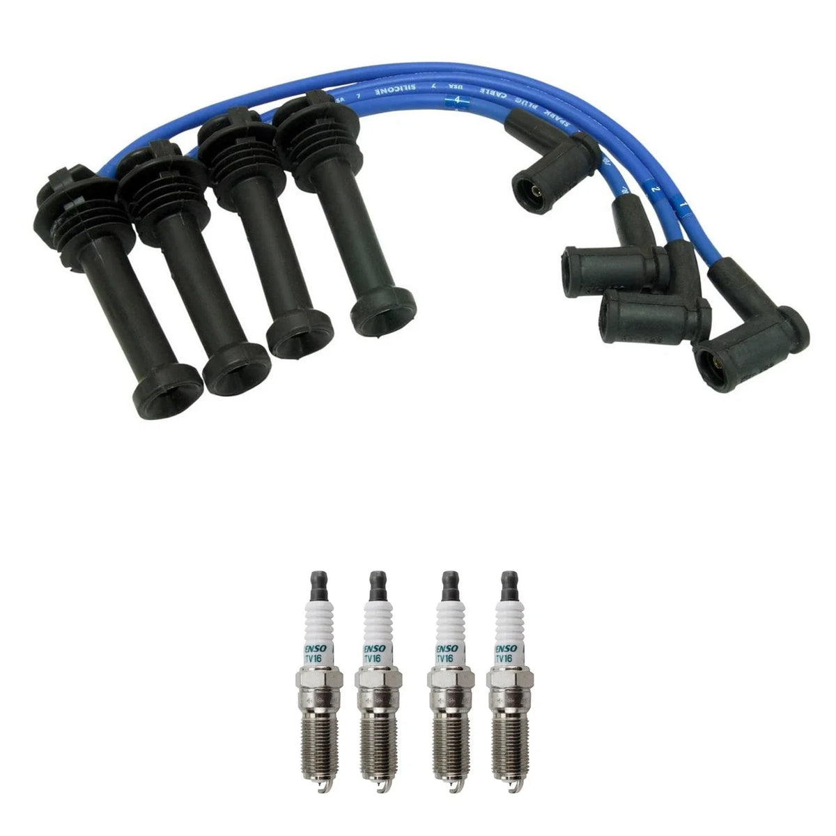 NGK 8mm Wire Set & Denso Iridium Spark Plug Kit for Contour Escape Focus (1998–2007)