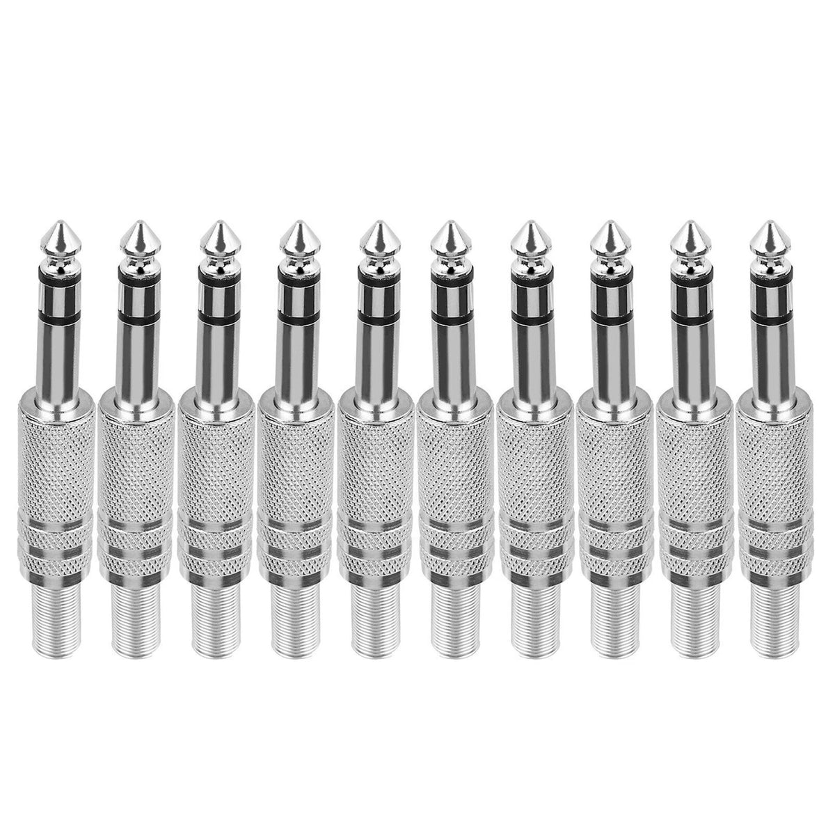 10Pcs 1/4" Male Mono Plug Stereo Audio Cable Jack Connector Adapter