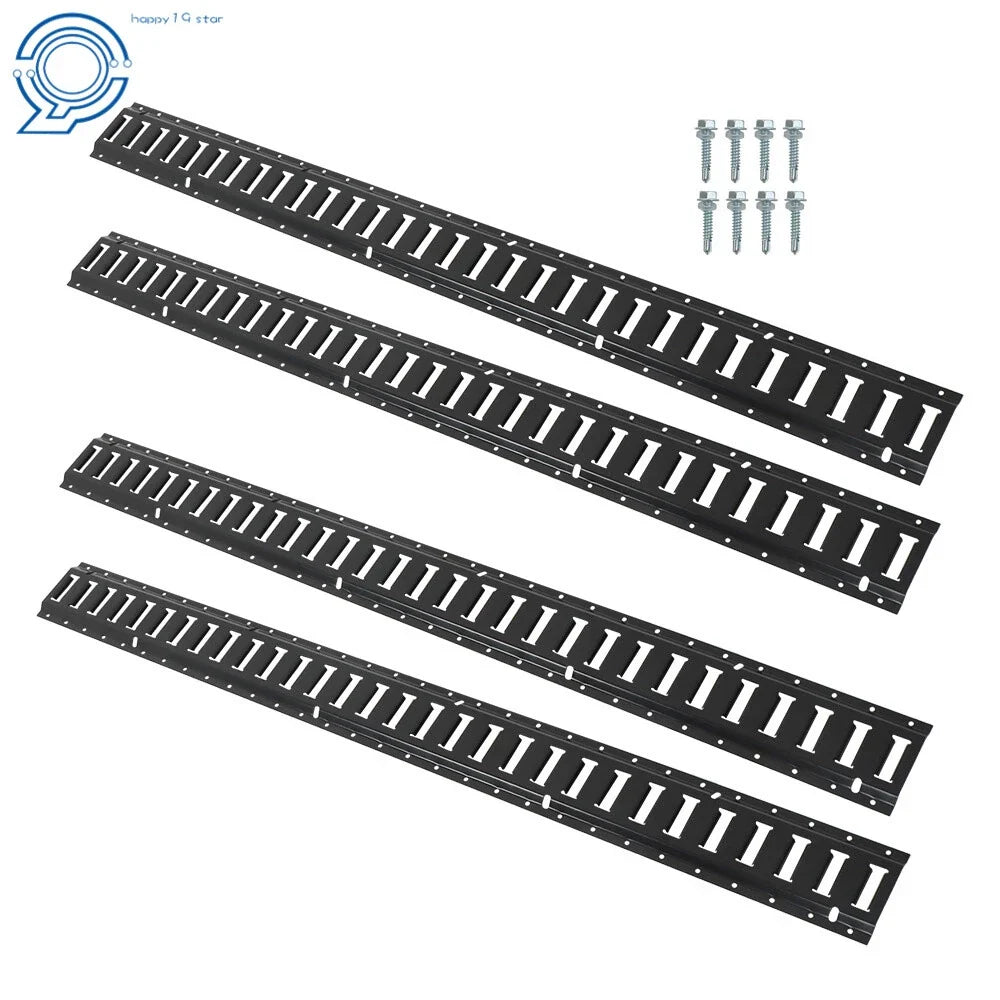 Set of 4 E-Track Tie-Down Rails for E-Track Systems (Powder-Coated Steel)