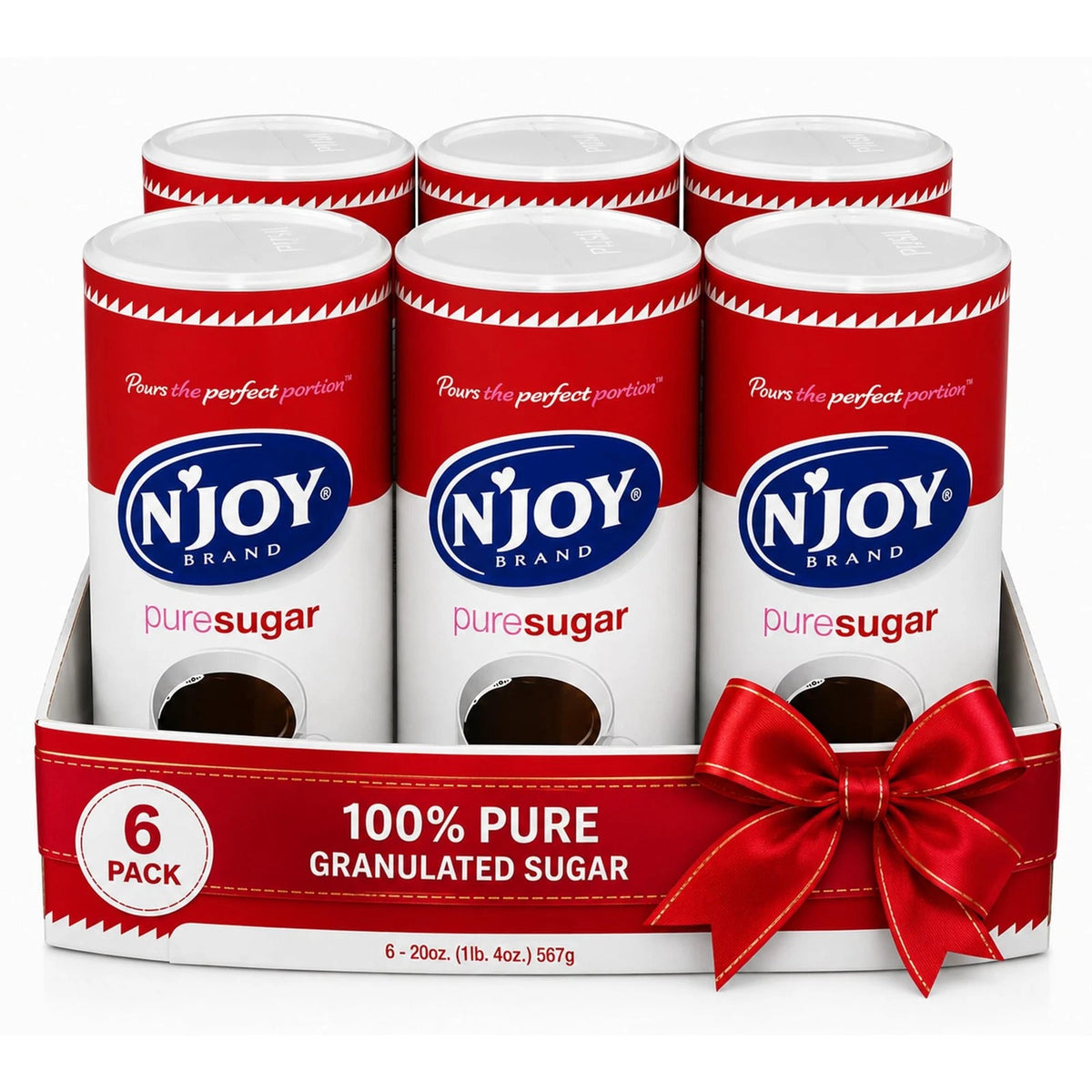 N'Joy Pure Sugar Canisters for Kitchen (Pack of 6, 20 Ounce)