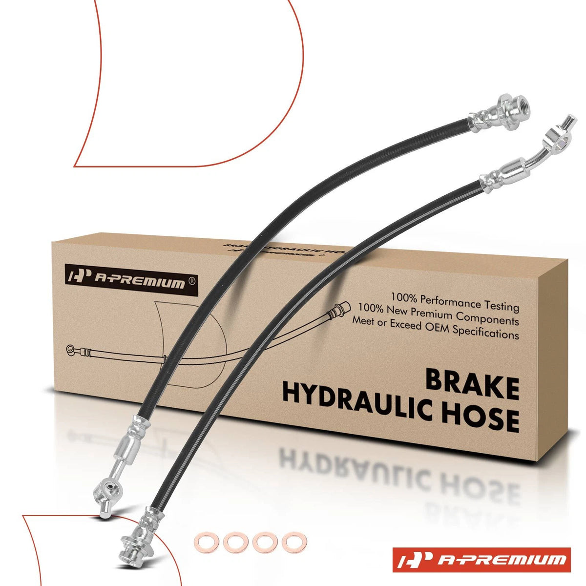 2X Front Brake Hydraulic Hose for Nissan NP300 Frontier (2016–2019) H629080, 462104KH7A, 462104KH7C