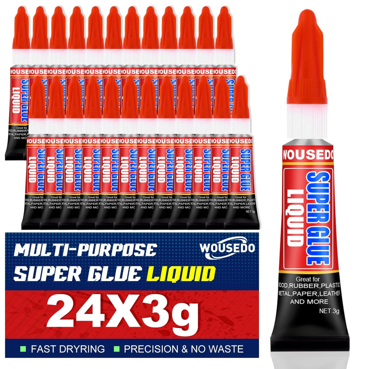 24X Super Glue Liquid Clear Strong Fast Drying for Crafts Wood