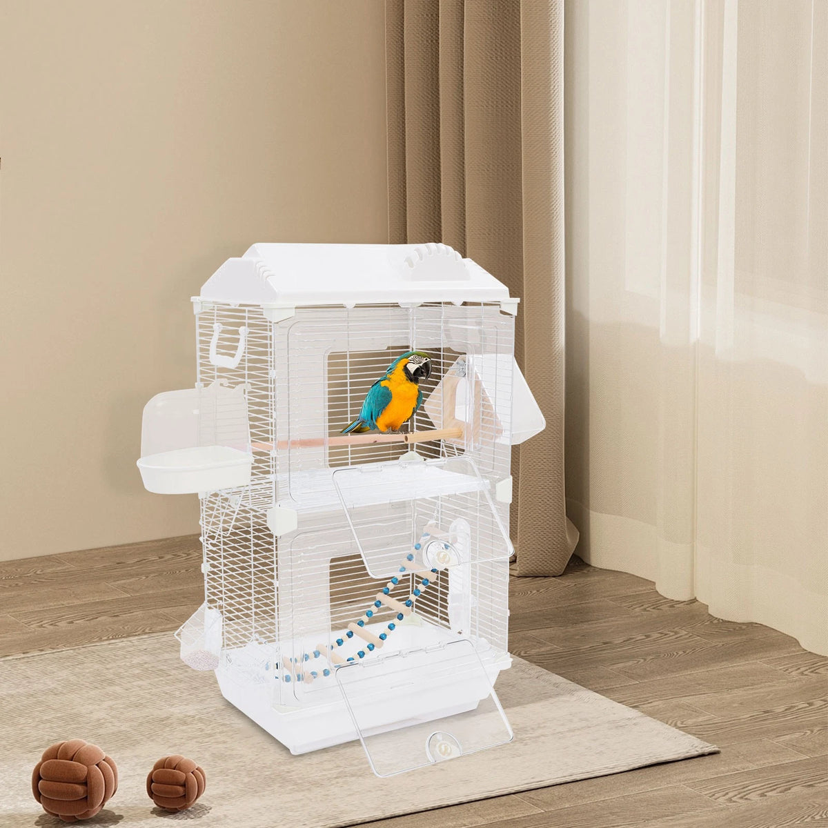 Two-Tier Bird Cage for Parakeets (Modern Design)