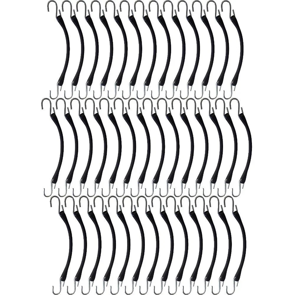 Set of 50 9" Rubber Tarp Straps for Heavy Duty Use with Hooks