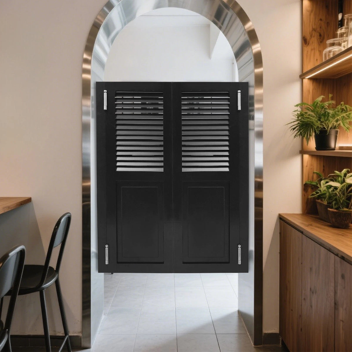 Partition Door for Interior Room Divider (80x100cm, Black)