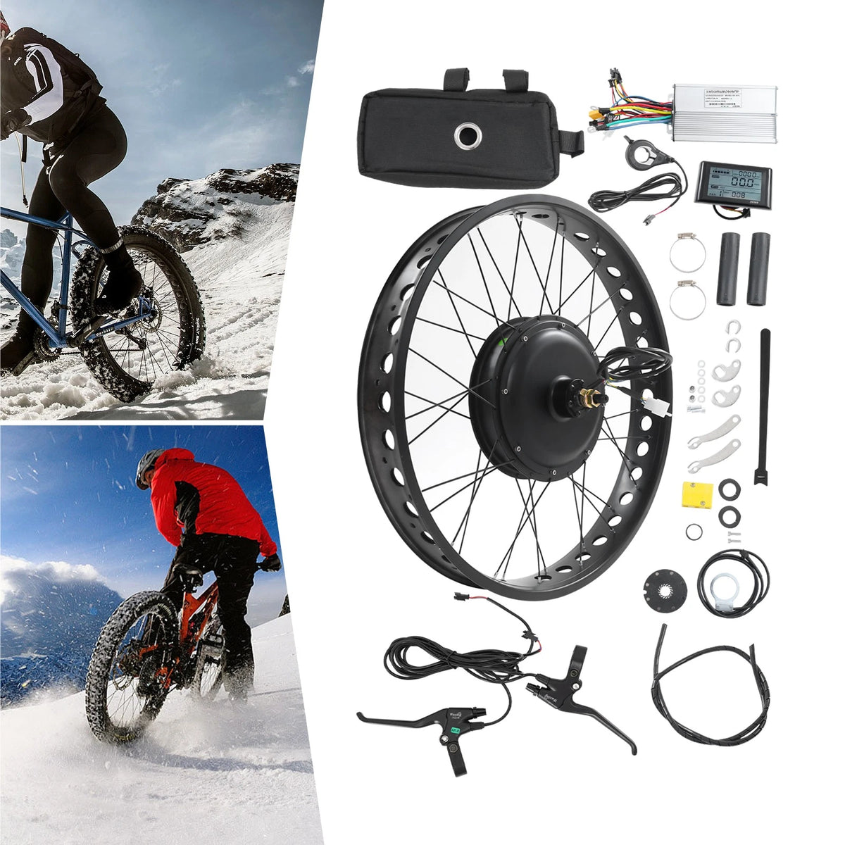 26" x 4" 48V Electric Bike Back Wheel Hub Motor Conversion Kit 1000W