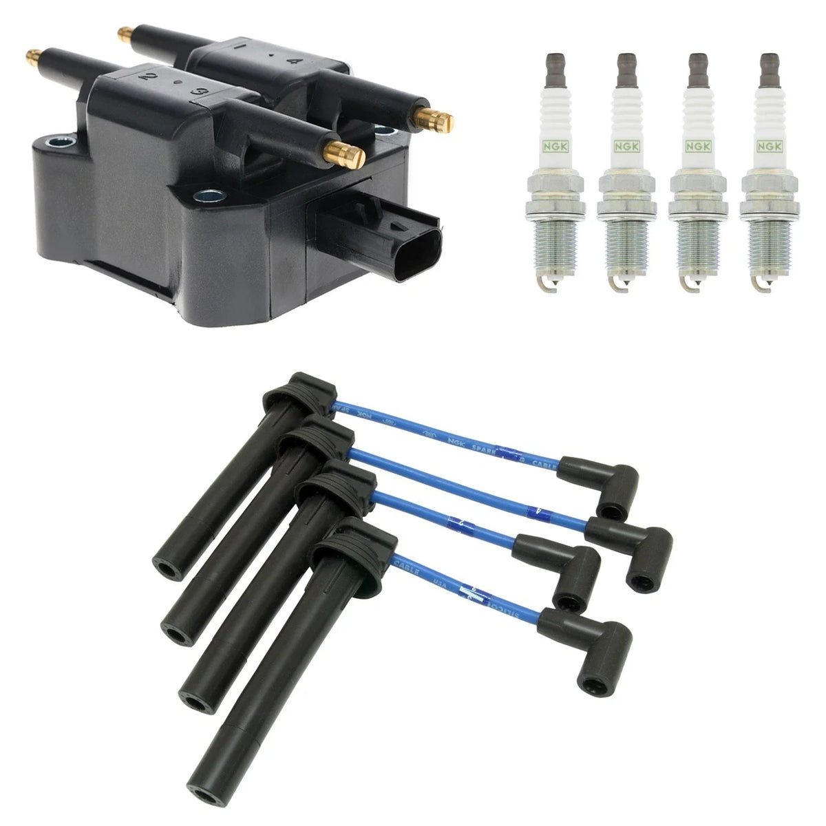 Ignition Coil & NGK G-Power Spark Plug Wire Set for Dodge Neon SX (1995–1999)