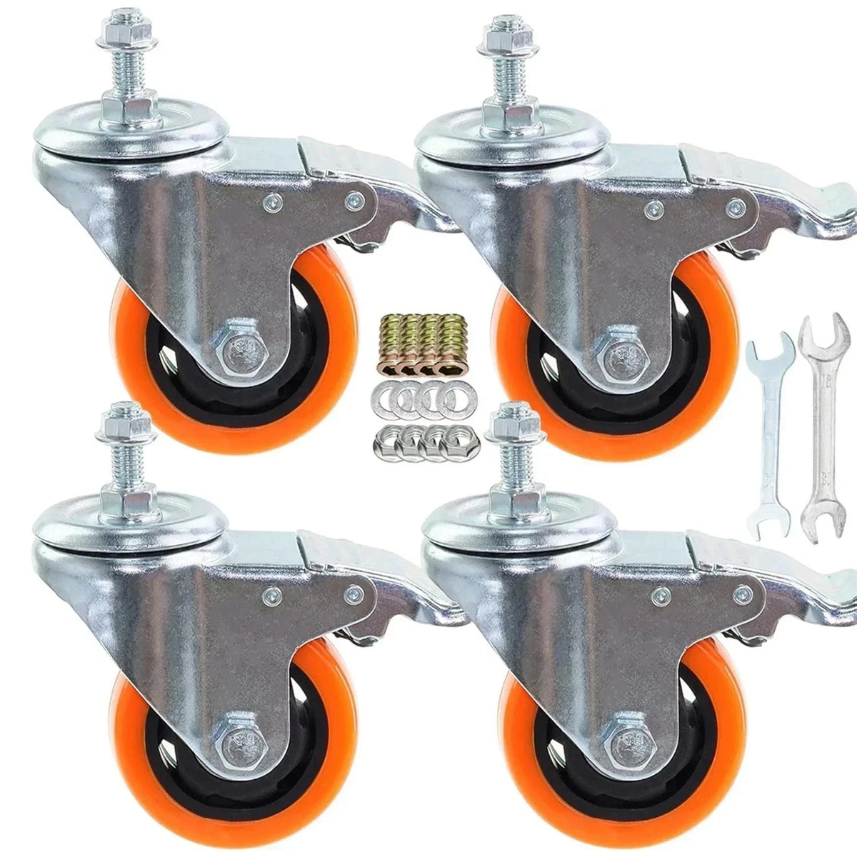 Set of 4 Heavy Duty Stem Caster Wheels M10-1.5X25mm Dual Locking