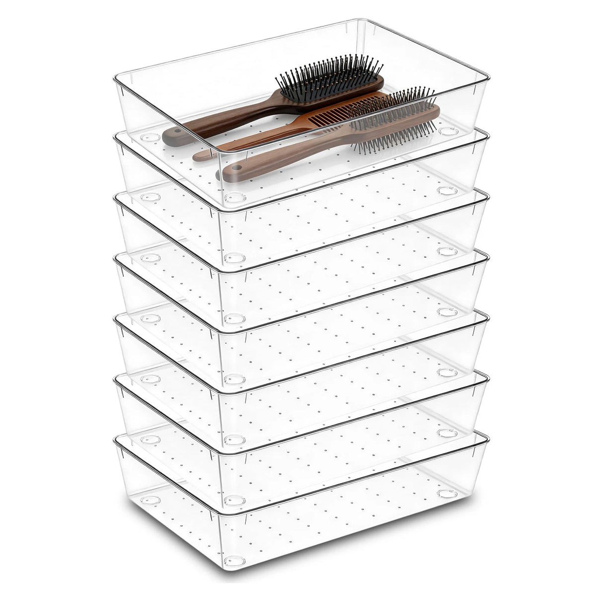 7-Pack Desk Drawer Organizers for Makeup Acrylic Trays (6"x9")