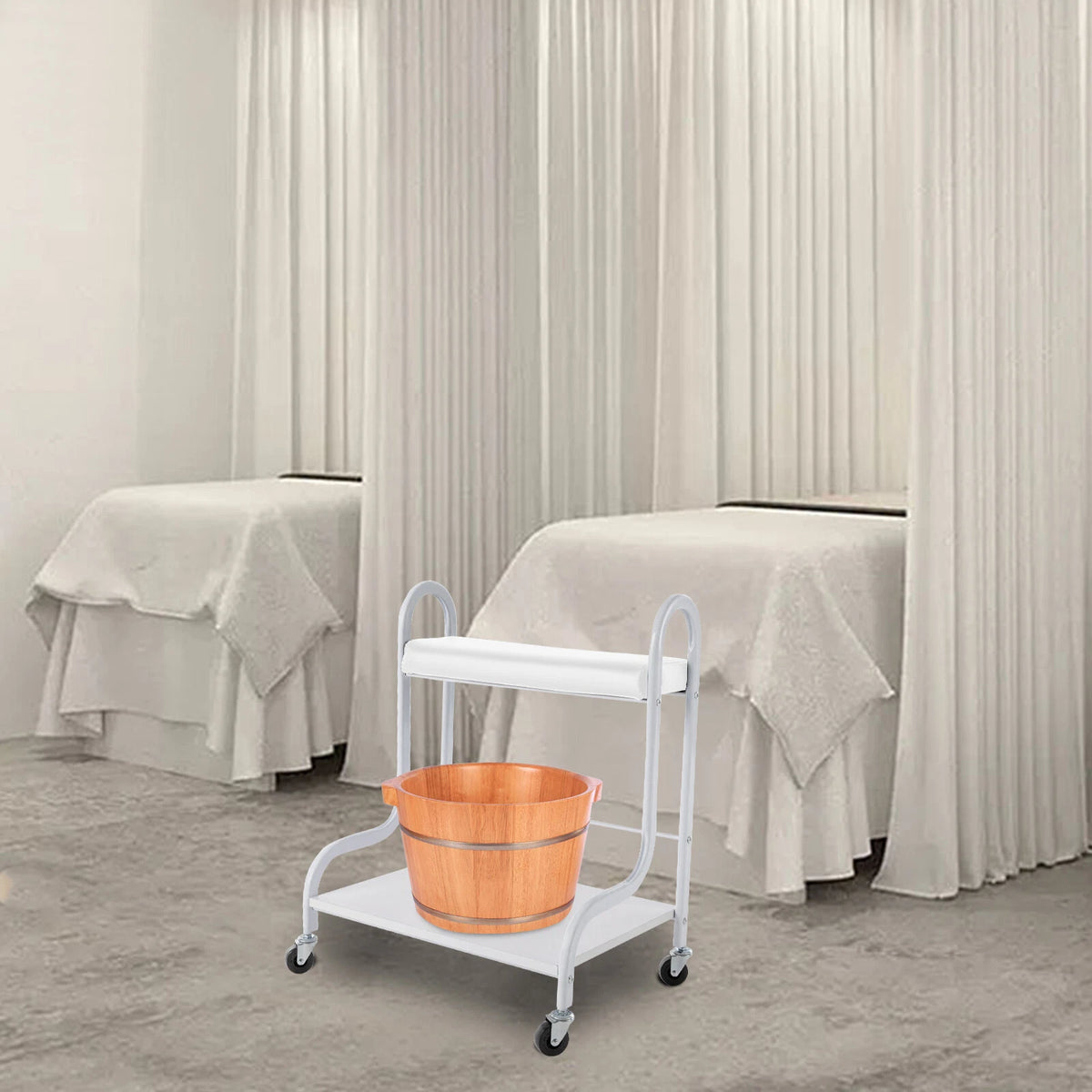 Portable Nail Foot Bath Spa Trolley Cart with 4 Wheels