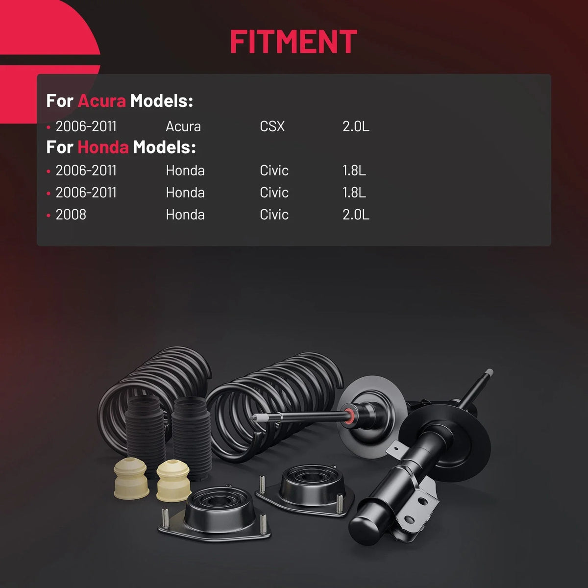 Rear Left Right Shocks Struts for Honda Civic Acura CSX (2006–2011)