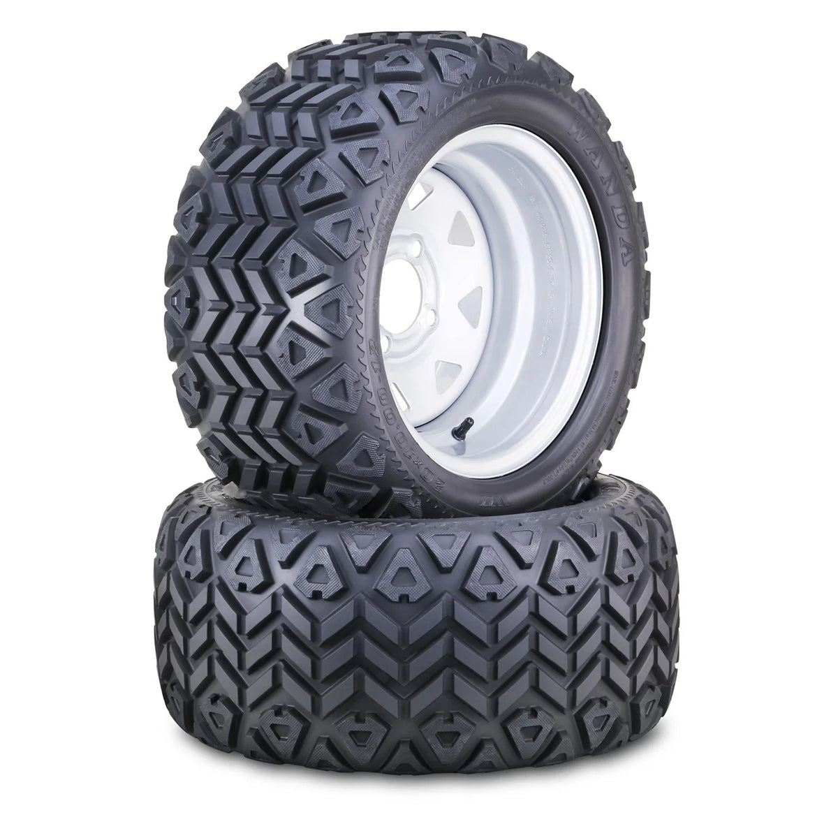 Set of 2 Golf Cart Tire Assembly 20X10-12 on 4x4" ET-25.4 Silver Wheel 14031