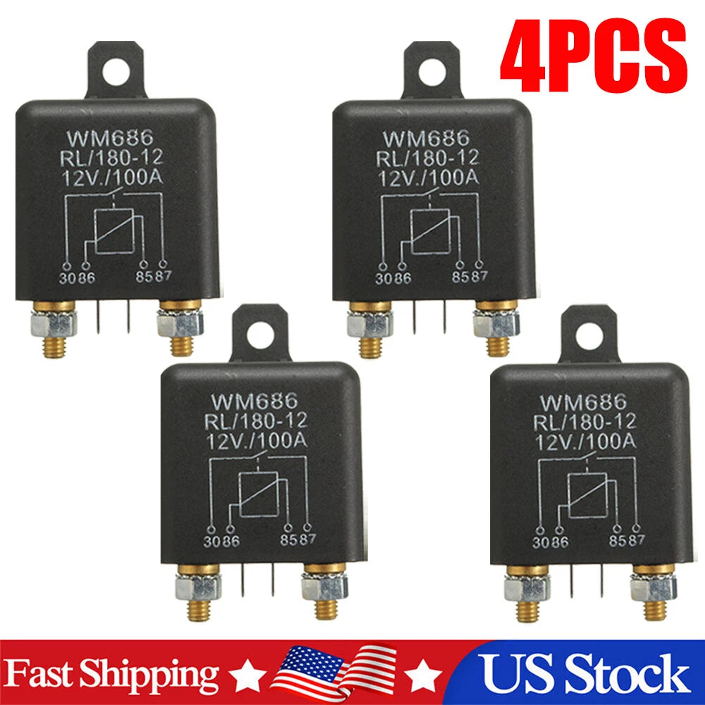 4Pcs 12V 100Amp 4-Pin Heavy Duty Split Charge Relay for Auto Boat Van