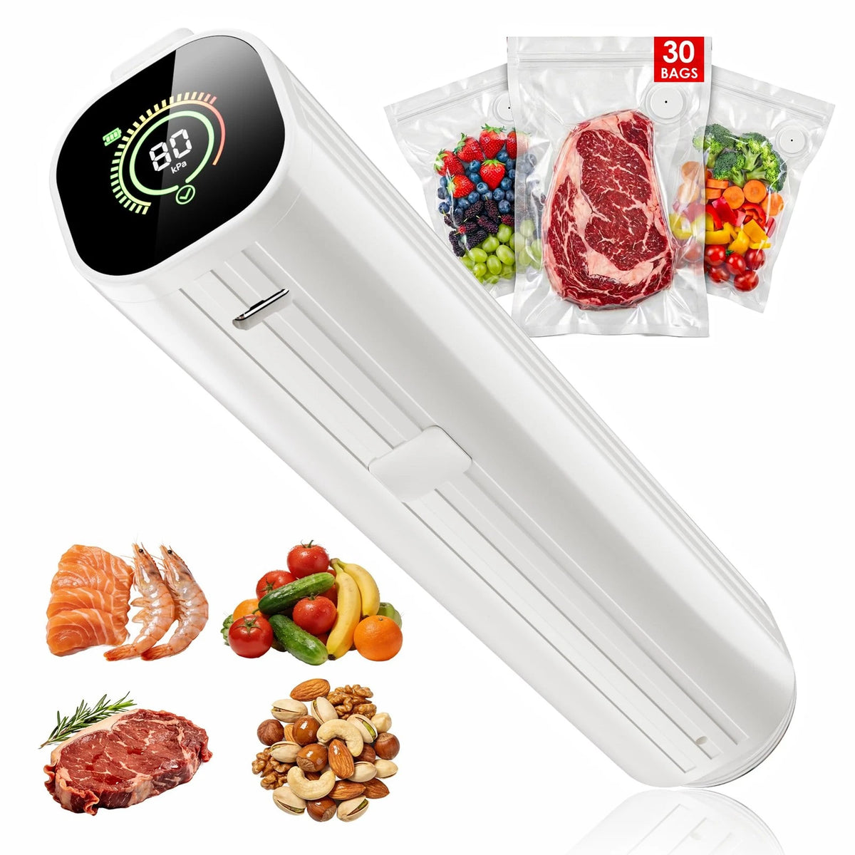 Compact Vacuum Sealer for Food with 30 Bags