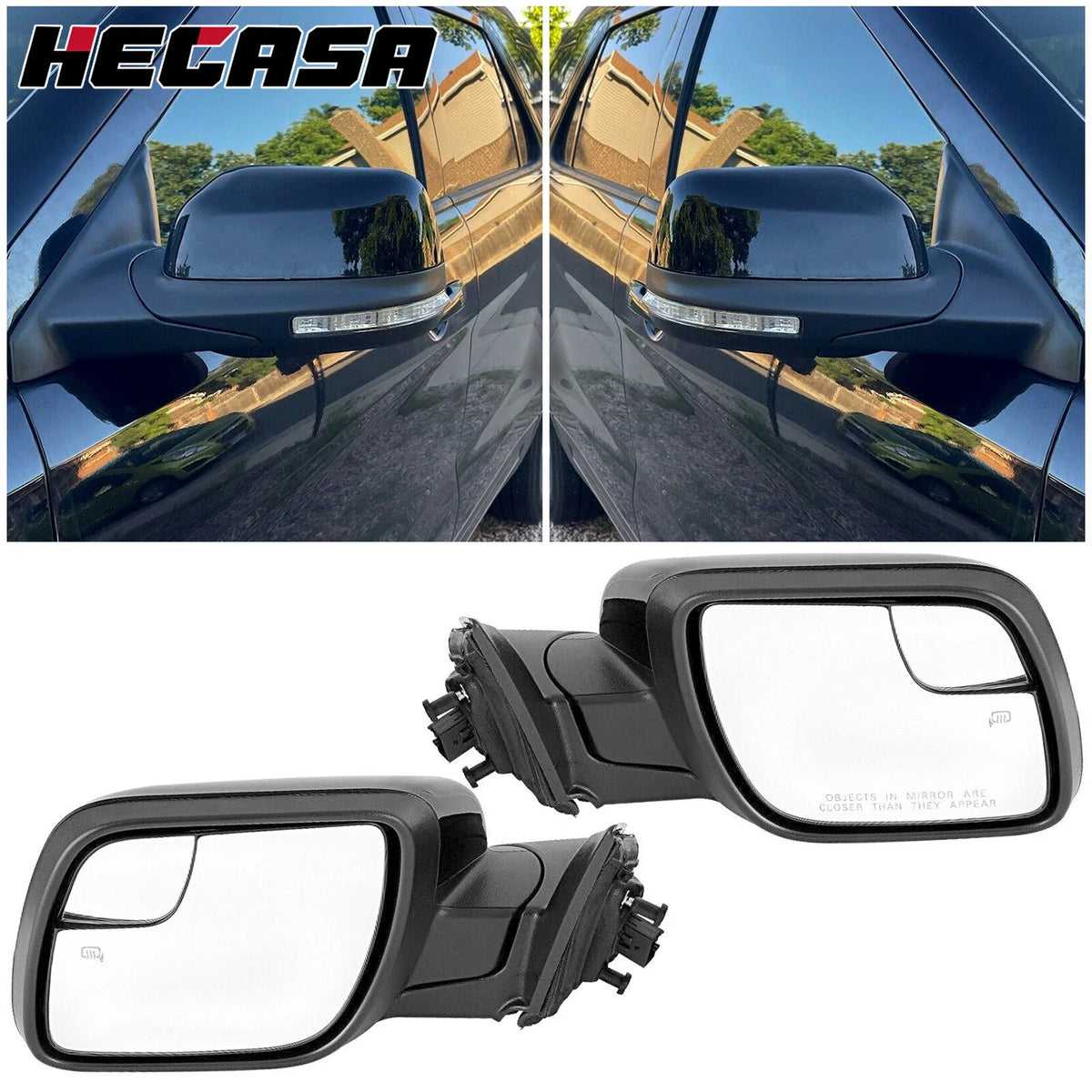 Heated Side Power Mirrors w/ Turn Signal & Puddle Light for Ford Explorer (2016–2019)