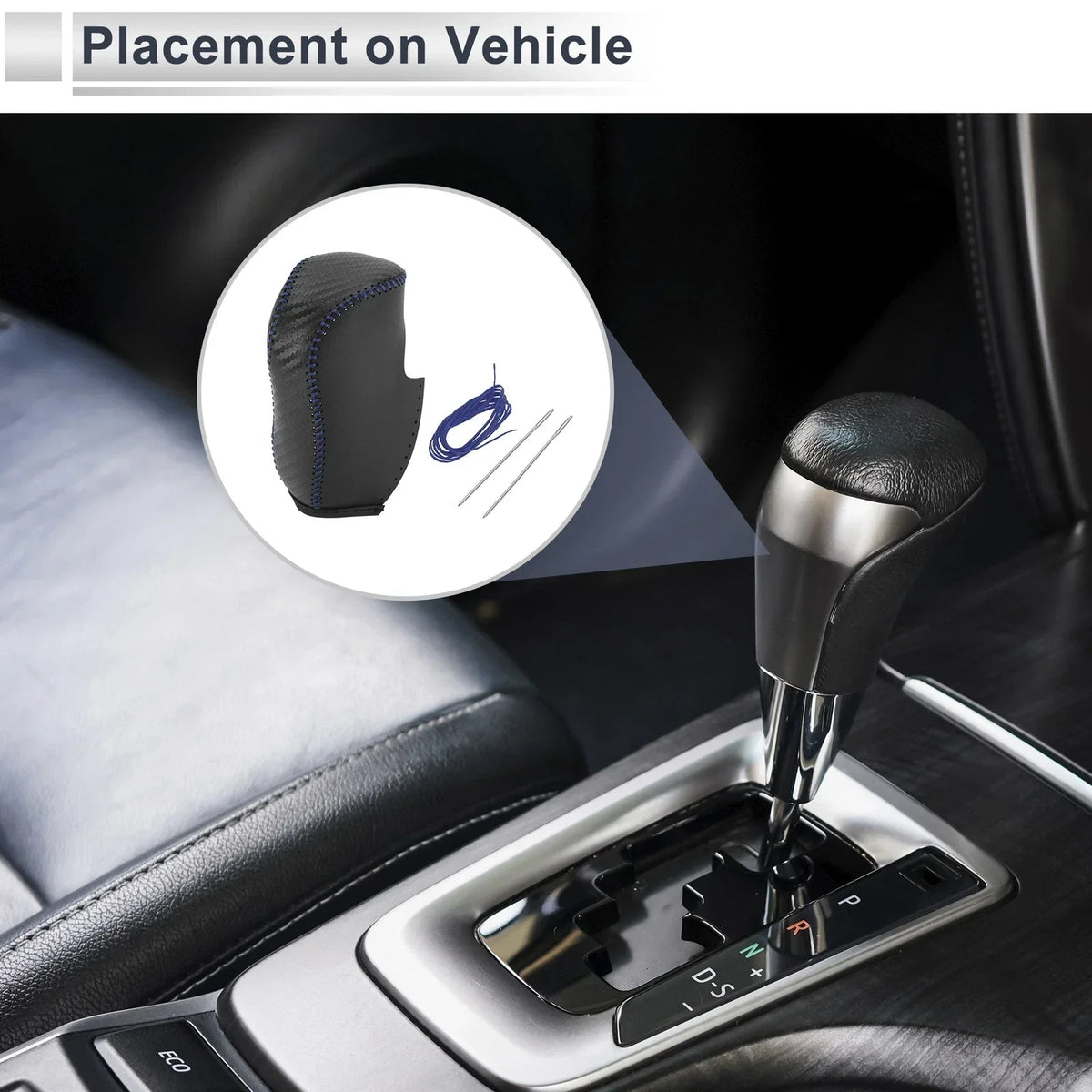 Gear Shift Knob Cover for Honda Civic (2012–2014) Black Carbon Fiber Blue
