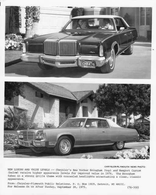 Press Photo for Chrysler New Yorker Brougham & Newport Custom (1976)