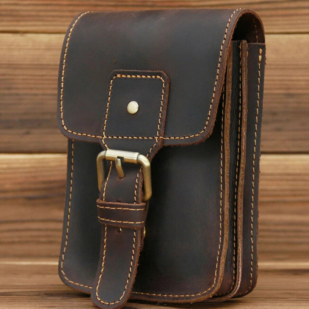 Small Leather Waist Bag Pouch for Men - Fanny Pack Belt Accessory