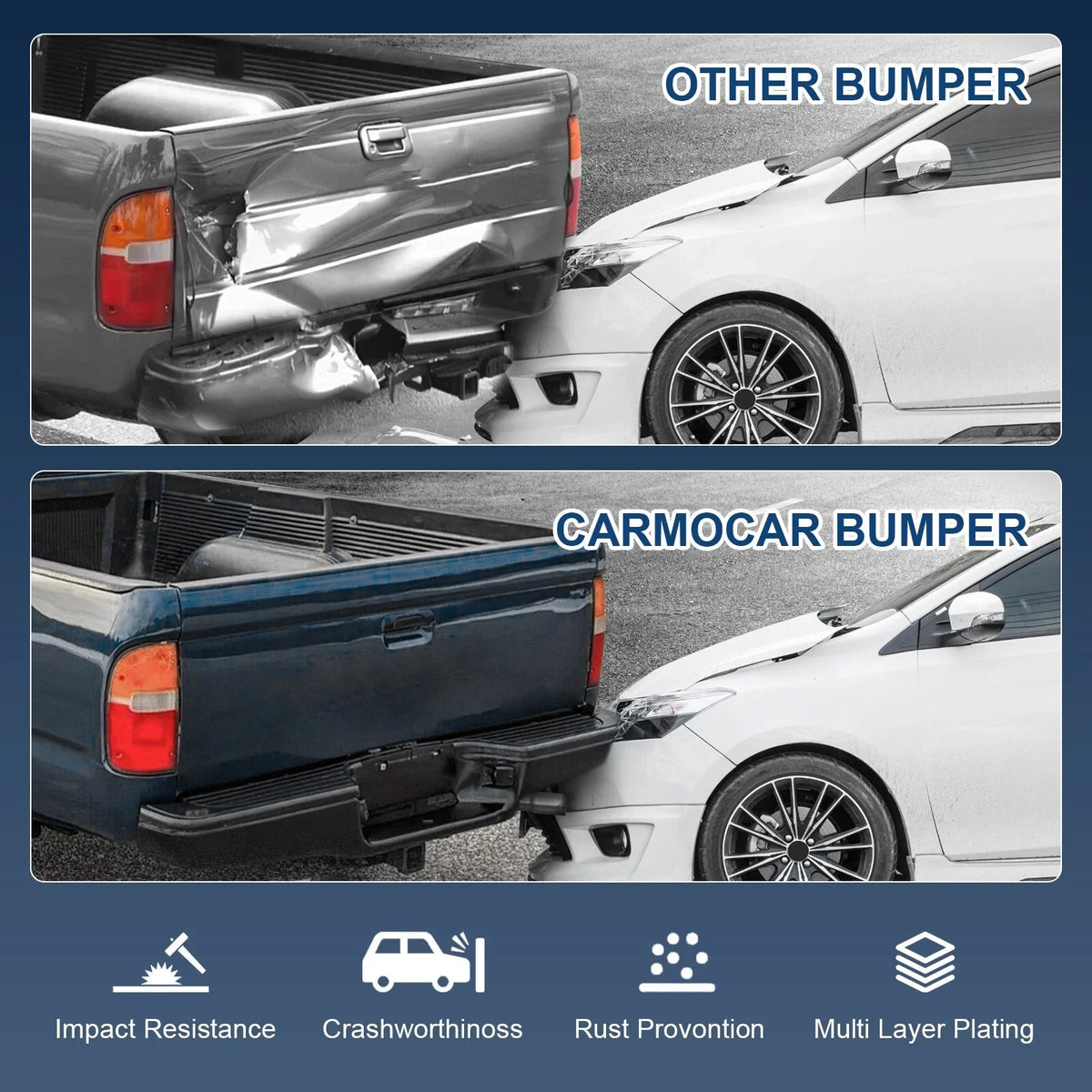 Rear Steel Step Bumper for Toyota Tacoma (1995–2004) Black Assembly
