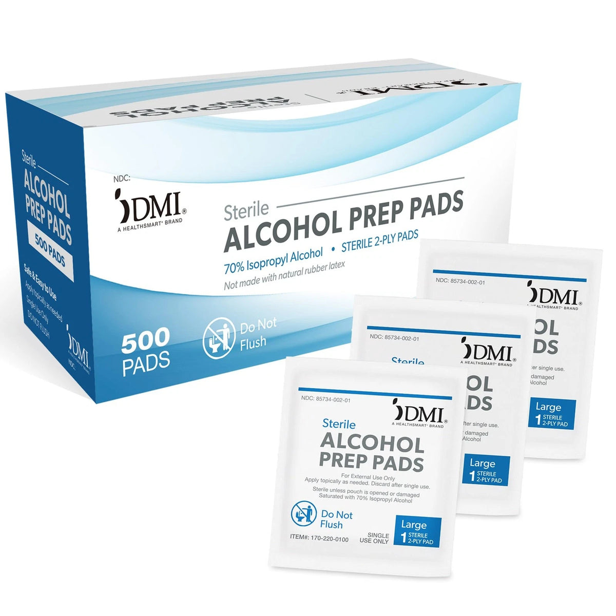 500 Count Alcohol Prep Pads for Medical Use (5 Boxes of 100)