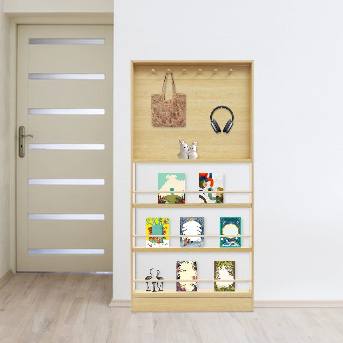 Bookshelf & Pegboard Storage Cabinet for Toddler