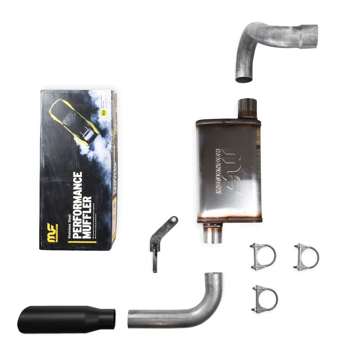 2.5" Single Exhaust Kit for Jeep Wrangler (2018–2025) Magnaflow Roll Black Tip