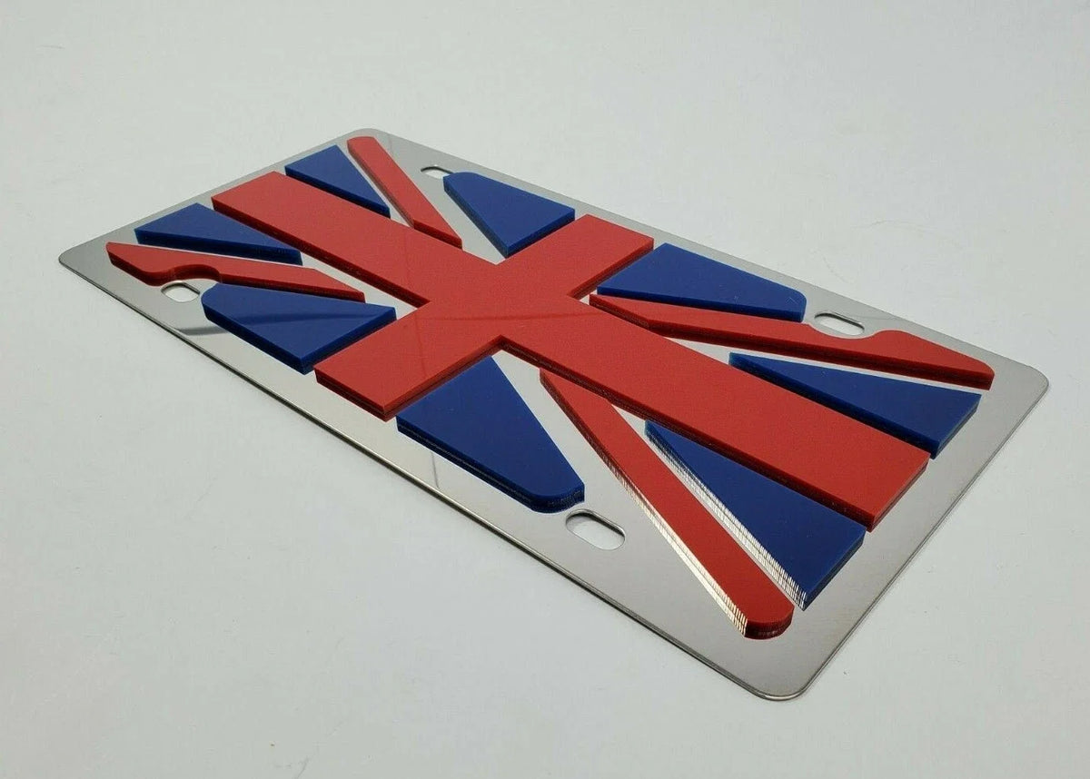 Vanity License Plate Frame with 3D UK Flag for Chrome Great Britain (—)
