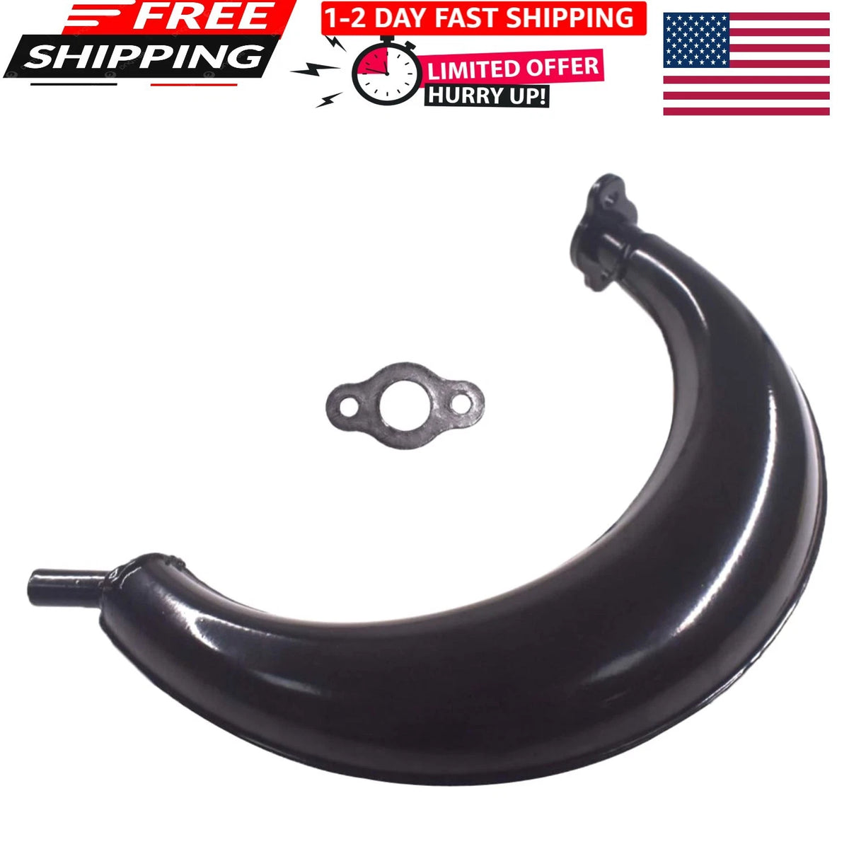 40mm Half Moon Silencer Muffler Exhaust for 49cc 60cc 66cc 80cc (2-Stroke)