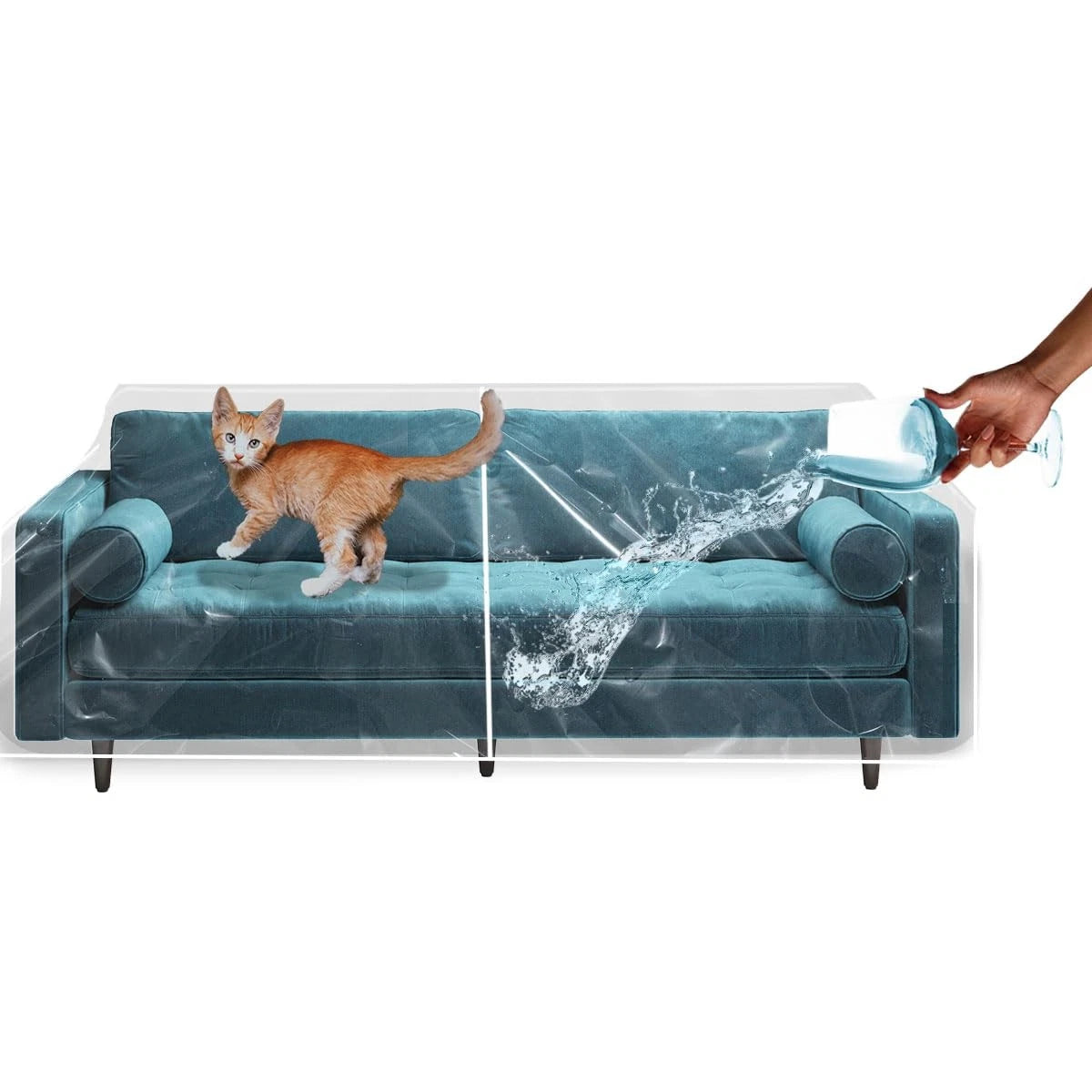 Sofa/Couch Cover - Heavy-Duty Water Resistant - Thick Crystal Clear