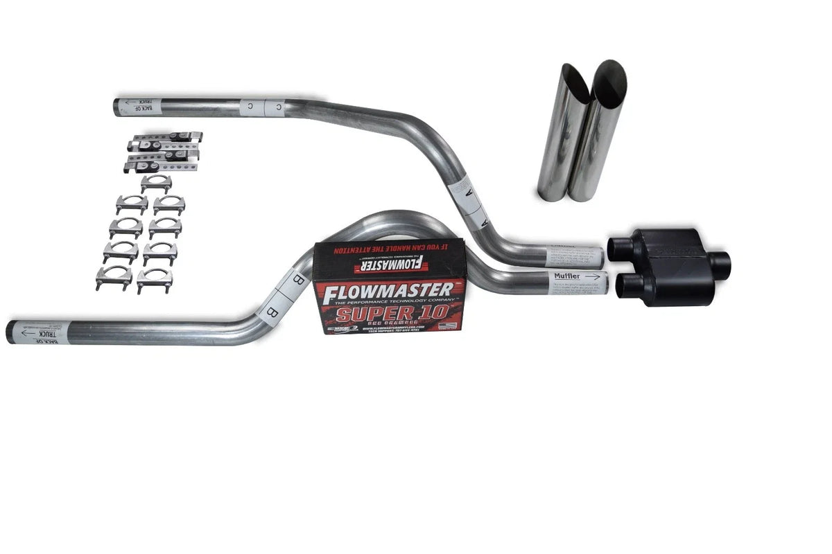 2.5" Dual Exhaust Kit for Dodge Dakota (1997–2005) - Flowmaster Super 10, Slash Tips