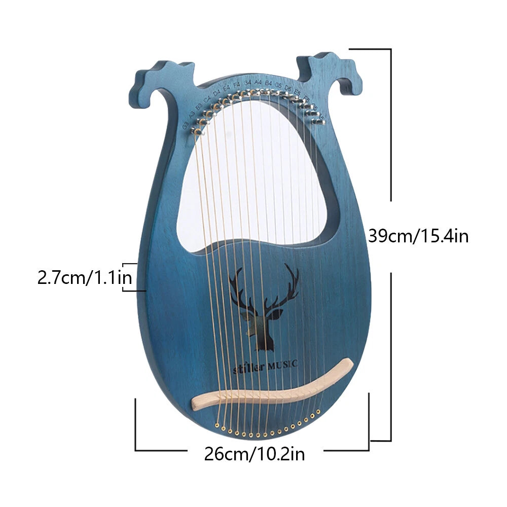 16-String Lyre Harp for Mahogany Wood (No Part Numbers Supplied)