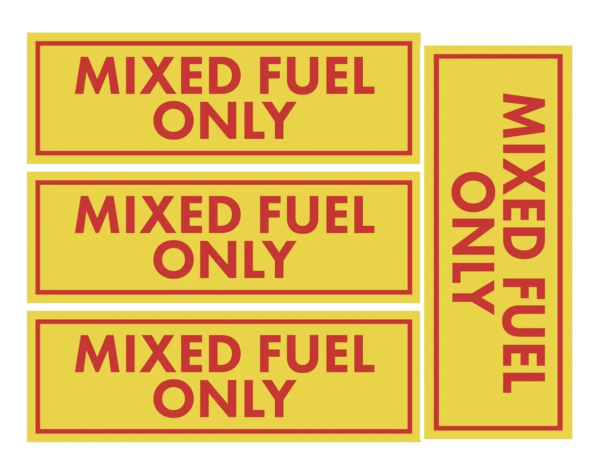 Set of 4 Mixed Fuel Only Stickers for Gas Gasoline Oil Trimmers