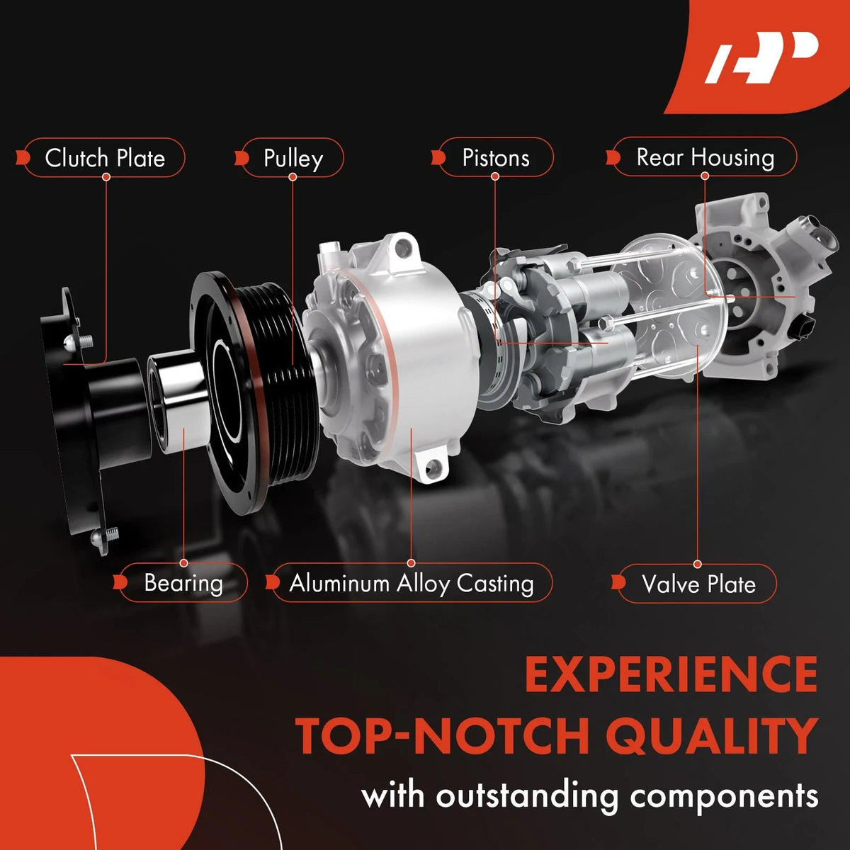AC Compressor with Clutch for Hyundai Elantra (2021–2025) Kona (2022–2025)