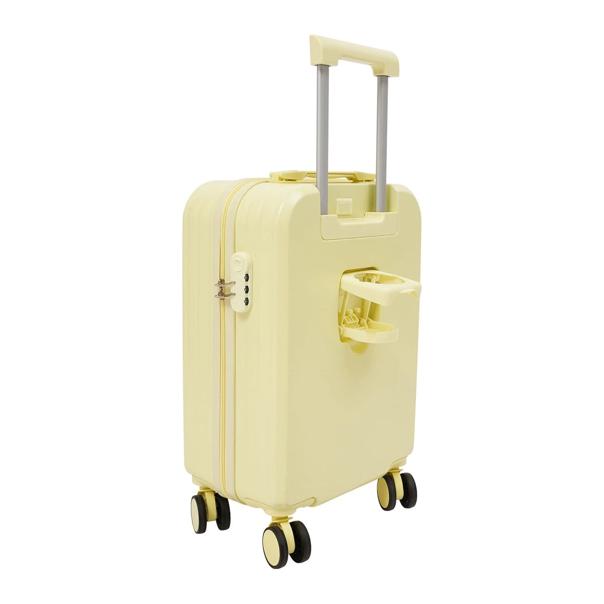 20" Yellow Carry On Luggage Suitcase with Cup Holder
