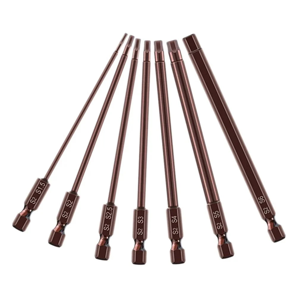 Set of 2 Hex Head Screwdriver Bits 1.5mm 6mm 100mm Length