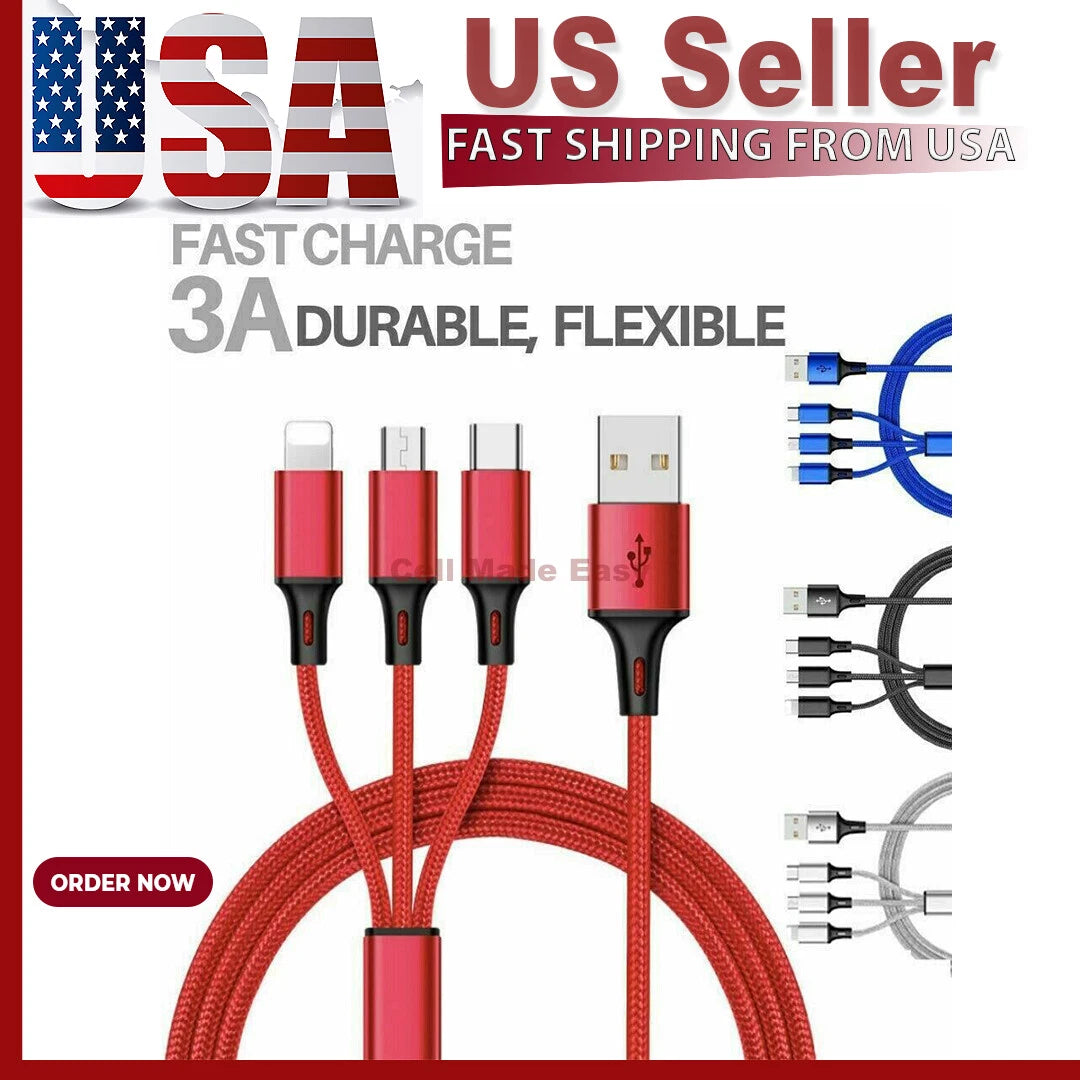 3 in 1 Fast USB Charging Cable for Universal Devices