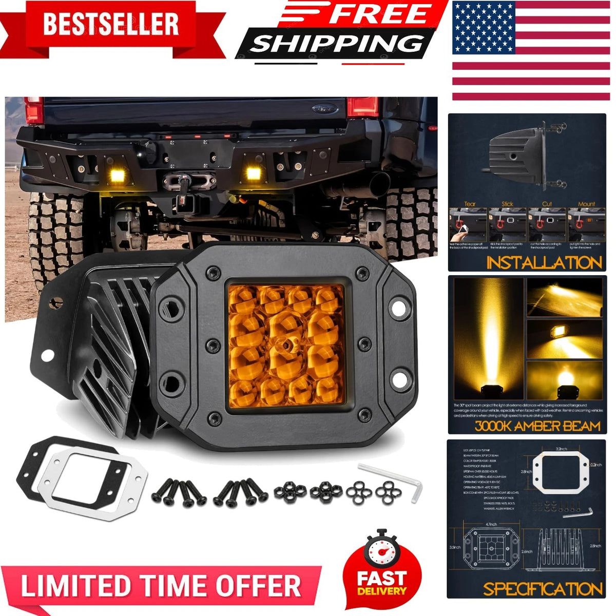 2X Flush Mount LED Pods for (NR-4-12)